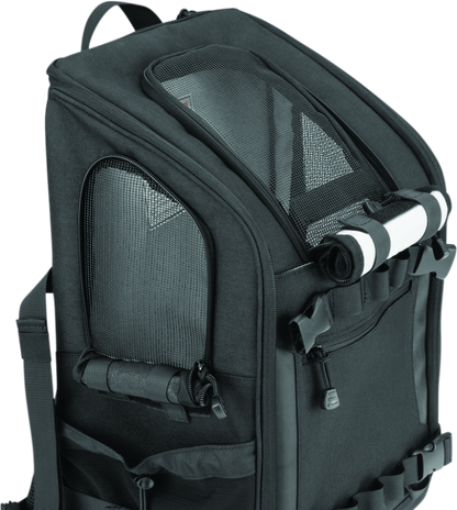 Kuryakyn Pet Palace Ruff-Pack backpack pet carrier with mesh sides and adjustable straps for small dogs up to 15 lbs.