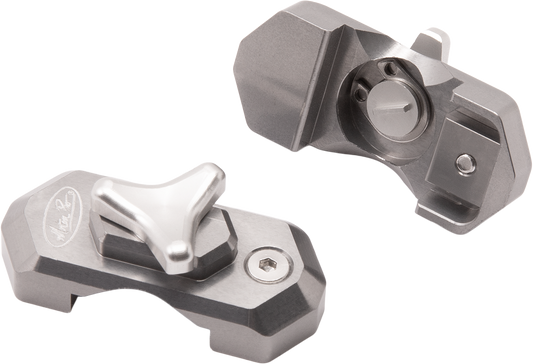 Motion Pro compression adjuster for Showa 49mm forks, part 11-0123, shown installed on motorcycle suspension.