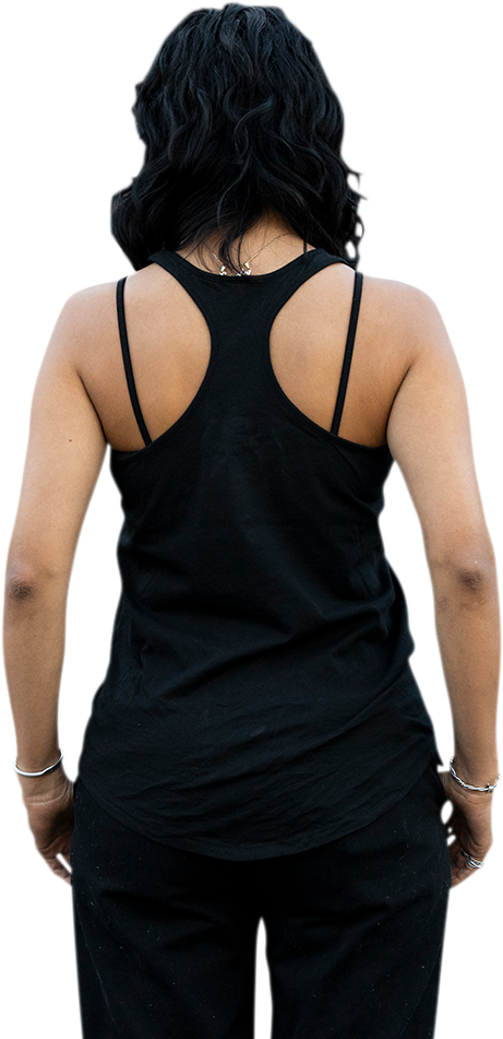 Black BILTWELL women's surf tank top in medium, featuring a casual fit and sleeveless design perfect for summer surf activities.