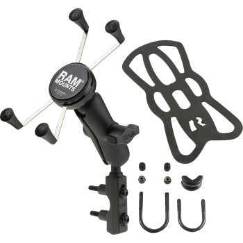 Bill's Exhausts RAM MOUNTS X-Grip® Vibe Safe™ Mount Kit with reservoir base, shown installed on a vehicle dashboard.