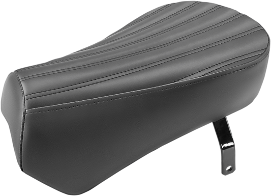 Black SADDLEMEN Pillion Pad for Scout Bobber 2018-2023, Knuckle Renegade style, designed for comfortable passenger seating.
