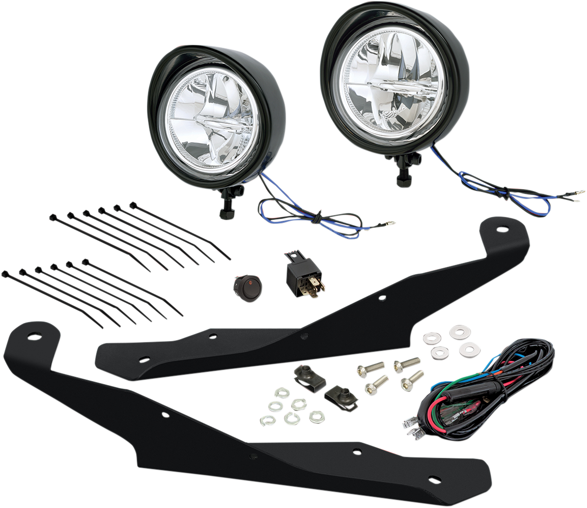 Bill's Exhausts Show Chrome LED Driving Light Kit in black for Ryker engine, featuring sleek design and durable construction.
