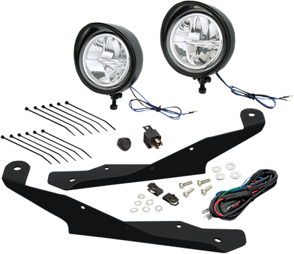 Bill's Exhausts Show Chrome LED Driving Light Kit in black for Ryker engine, featuring sleek design and durable construction.