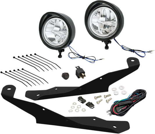 Bill's Exhausts Show Chrome LED Driving Light Kit in black for Ryker engine, featuring sleek design and durable construction.
