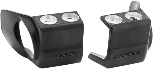A black Acerbis shoe protector for inverted forks, designed to fit motorcycle suspension components, with a durable body and brand details.