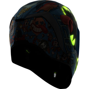 Blue ICON Airform™ helmet with 9 Lives design, 3XL size, featuring a sleek helmet shape and detailed graphics.