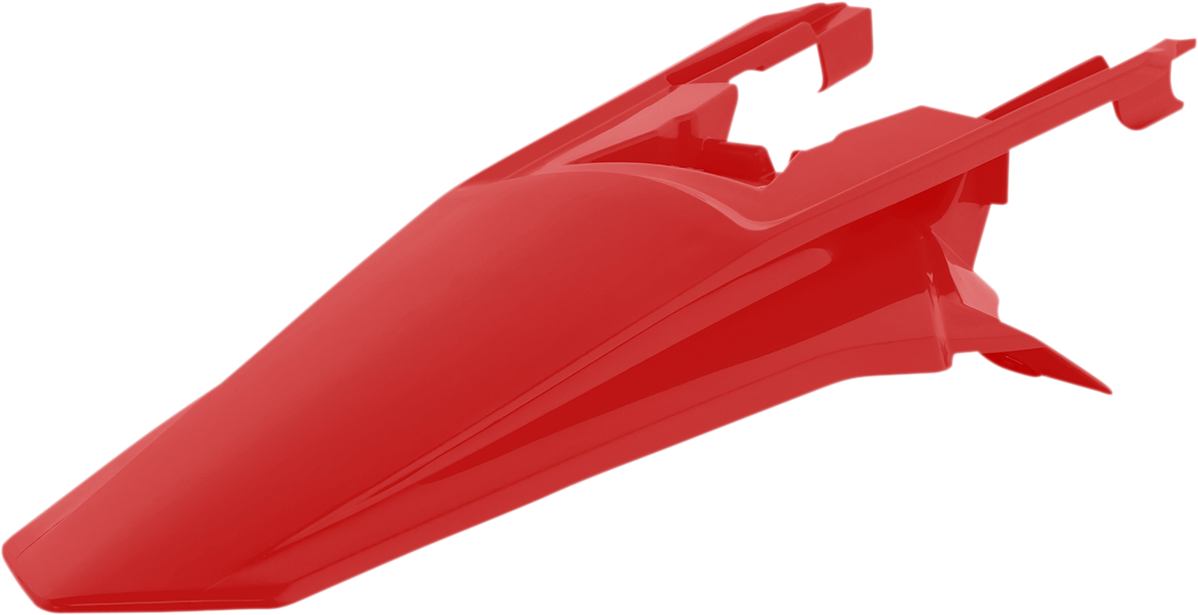 Red ACERBIS rear fender for motorcycles, featuring a sleek body design and compatible with Bill's Exhausts models.