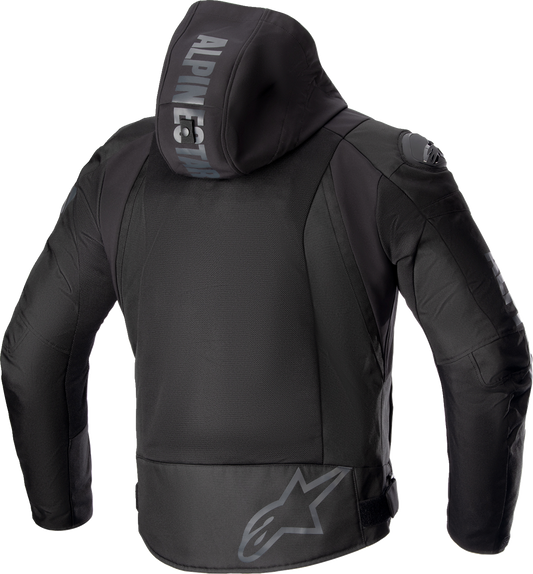 Black Alpinestars Zaca Air Jacket in 3XL, featuring lightweight, breathable motorcycle jacket design with padded armor details.