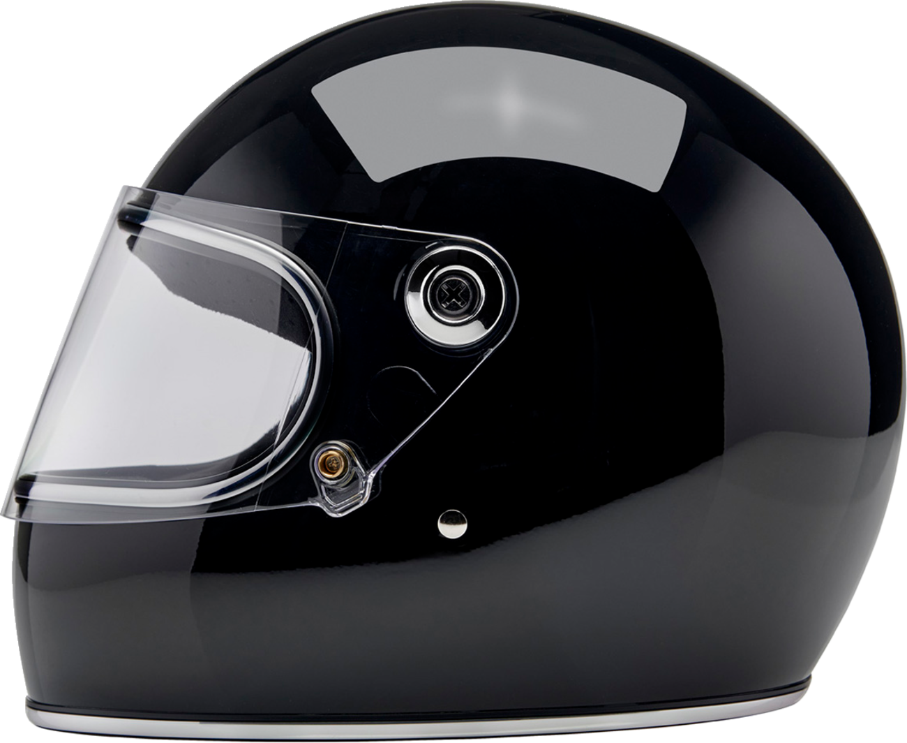 Gloss black BILTWELL Gringo S motorcycle helmet, large size, featuring a sleek design and sturdy construction.