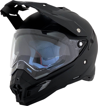 Bill's Exhausts AFX FX-41DS helmet in matte black, XS size, showing the sleek design and secure strap closure.