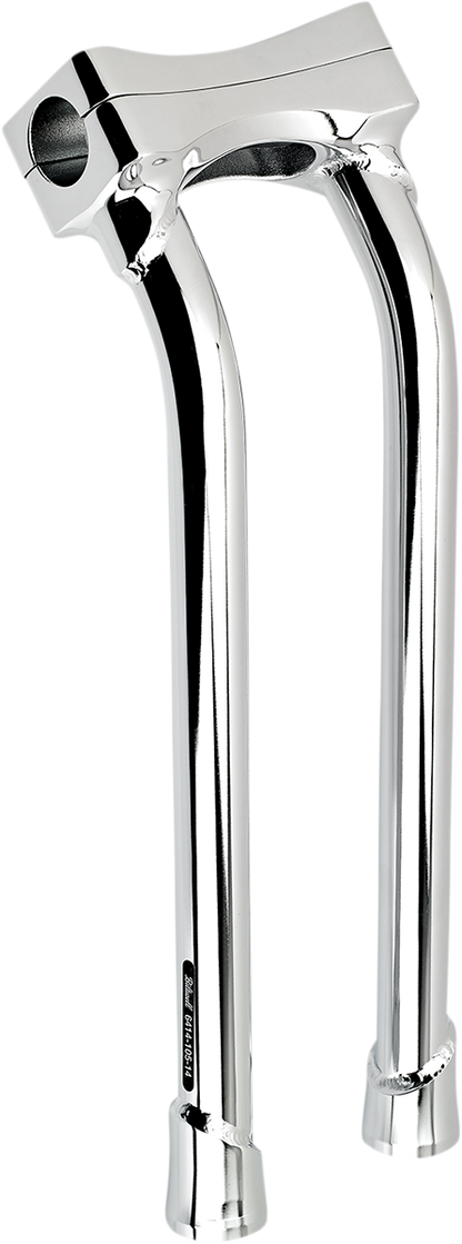 Chrome BILTWELL Murdock Oversized 14" pullback handlebars with risers, featuring a sleek, curved design for motorcycle handlebars.