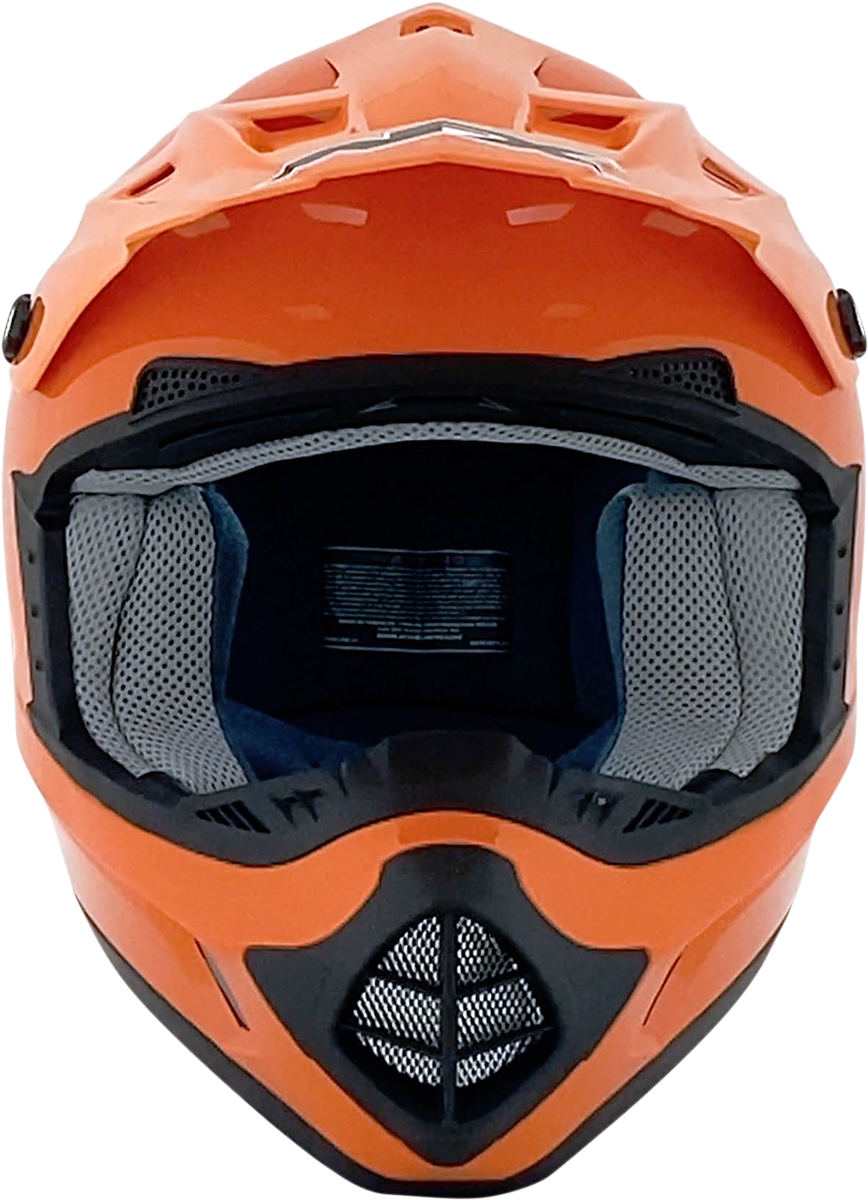 Orange AFX FX-17 motorcycle helmet in medium size with sleek design, featuring a clear visor and ventilation vents.