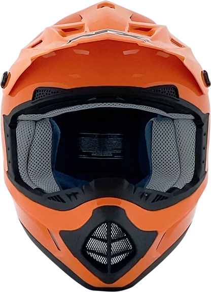 Orange AFX FX-17 motorcycle helmet in medium size with sleek design, featuring a clear visor and ventilation vents.