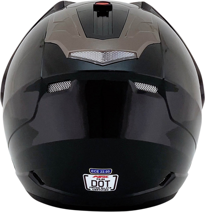 Gloss black AFX FX-50 helmet in XS size featuring a sleek motorcycle helmet design with clear visor and aerodynamic shape.