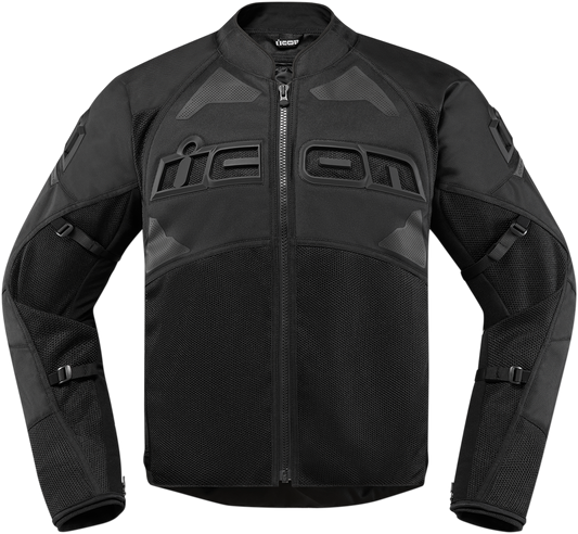 Bill's Exhausts ICON Contra2™ Stealth jacket in large, featuring a sleek black design and modern styling.