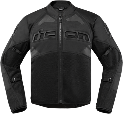 Bill's Exhausts ICON Contra2™ Stealth jacket in small, lightweight black jacket with sleek design and full zipper closure.
