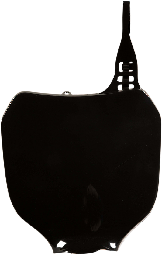 Black Acerbis front number plate for motorcycle, body part, with mounting holes, designed for durable fit and visibility.