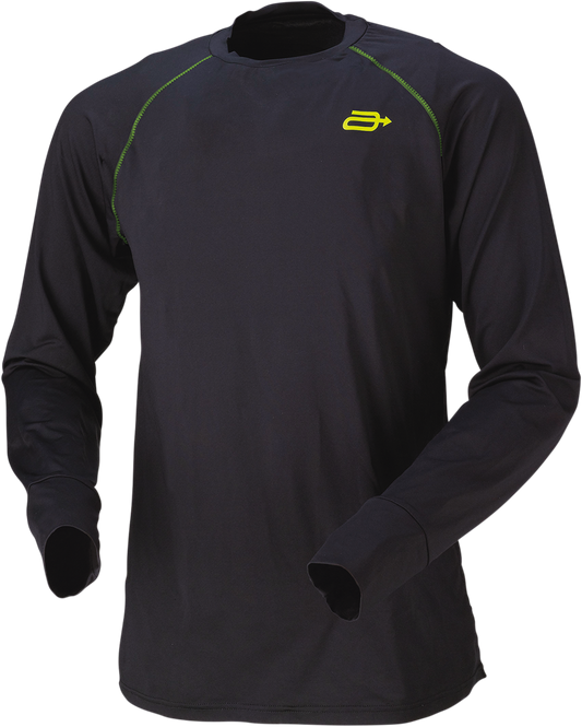 Black ARCTIVA long sleeve regulator jersey by Bill's Exhausts, small size, shown flat with textured fabric details.