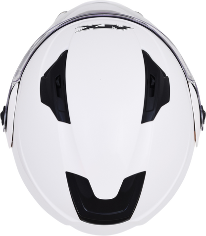 Pearl white AFX FX-111 helmet in large size, featuring a smooth aerodynamic design and clear visor for motorcycle safety.