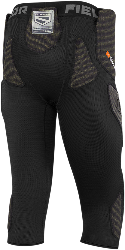 Black ICON Field Armor™ compression pants by Bill's Exhausts in XL size, showing close-up of fabric and fit.