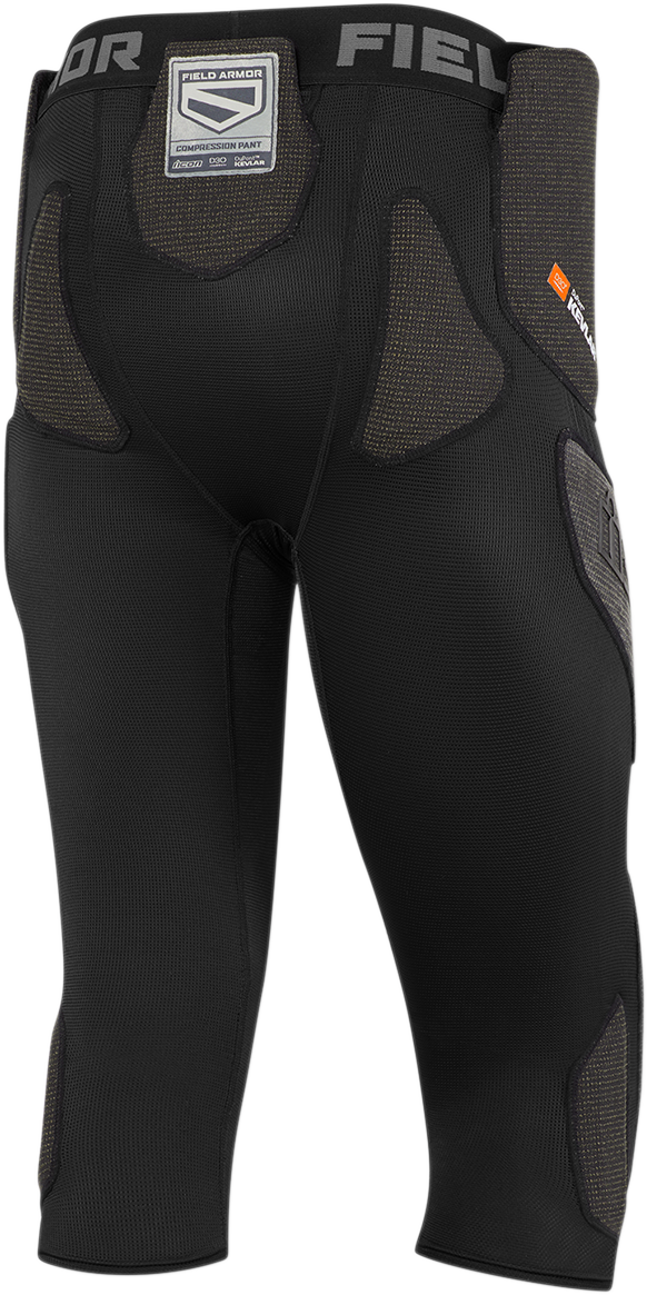 Bill's Exhausts ICON Field Armor™ compression pants in black, medium size, featuring a sleek, form-fitting design.