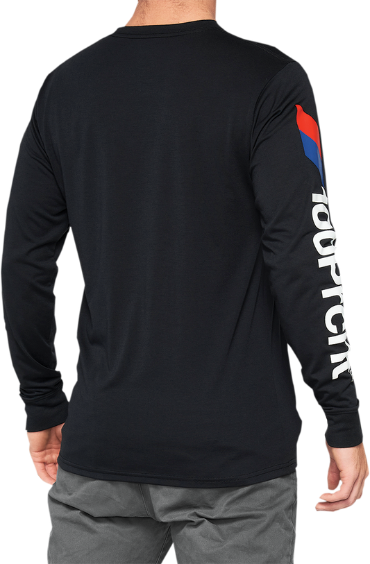 Black Bill's Exhausts long-sleeve Aster Tech T-Shirt in small size, featuring the product's design and fabric texture.