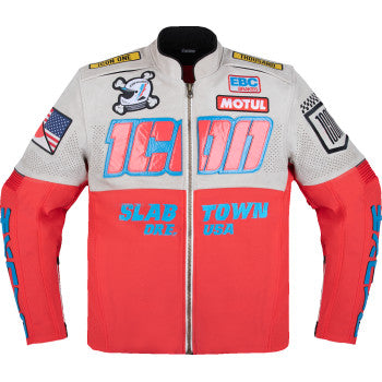 Bill's Exhausts ICON Slabtown Intercept 84™ Red jacket in small size, showcasing its stylish design and vibrant color.