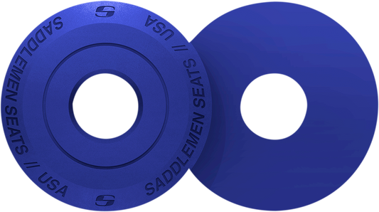 Blue SADDLEMEN Fender Seat Washer for seats, designed by Bill's Exhausts, shown in the product image.