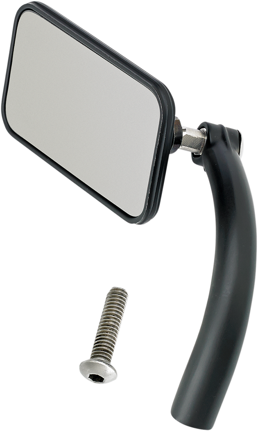 Black rectangular mirror by Bill's Exhausts, featuring a sleek design and clear reflective surface.