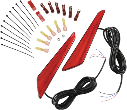 Red SHOW CHROME marker lights for Honda GL1800 engine from Bill's Exhausts, shown on a motorcycle engine.