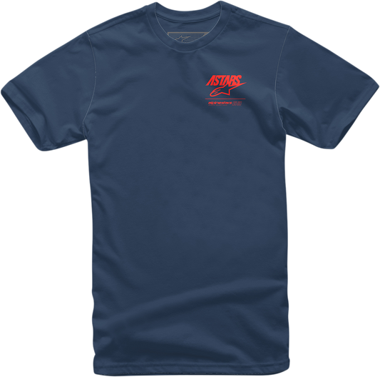 Navy Bill's Exhausts ALPINESTARS Back Mix T-Shirt in Large, featuring a front graphic design and comfortable casual fit.