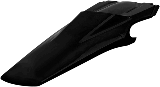 Black Acerbis rear fender for motorcycle, body part with mounting points, designed for durability and style.