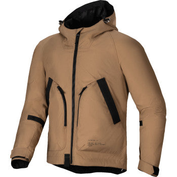 Alpinestars Morush WP Utility Brown jacket in 2XL with waterproof fabric, visible zipper, and rugged design for outdoor wear.