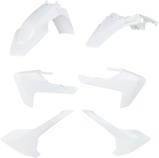 A close-up of the ACERBIS standard OEM body kit for 2019 motorcycle, showing the sleek, durable plastic body component.