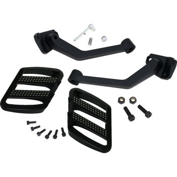 Show Chrome combat passenger boards for Can-Am Ryker, featuring sturdy metal construction and chrome finish.