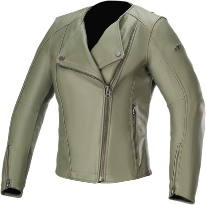 Alpinestars Stella Alice green motorcycle jacket, US 12 / EU 48, featuring protective design and stylish details.