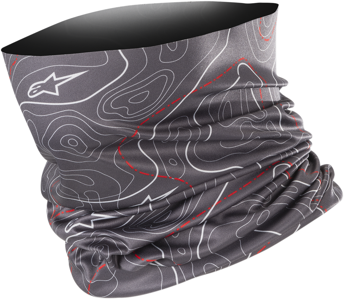 Bill's Exhausts Alpinstars neck tube in charcoal, featuring a snug, contoured design for comfortable wear and neck protection.