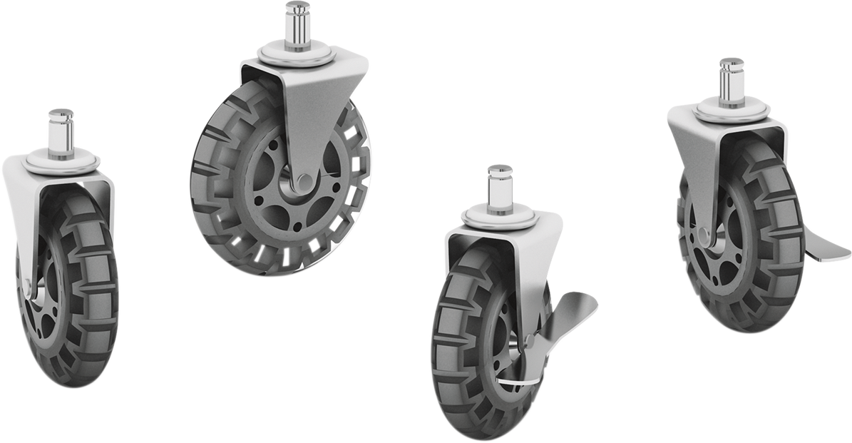 ICON Display Caster Kit by Bill's Exhausts featuring adjustable caster wheels and mounting hardware for vehicle display or installation.