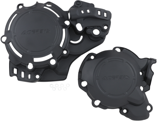 Black Acerbis X-Power Cover Kit body for motorcycle, featuring durable plastic with sleek design and brand logo.