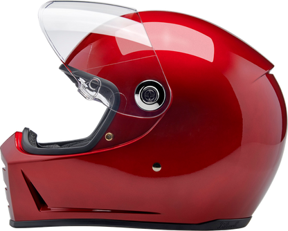 BILTWELL Lane Splitter helmet in metallic cherry red, small size, with sleek design and ventilation openings for motorcycling.