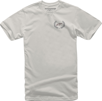Alpinestars wreath design T-shirt in natural color, medium size, featuring a graphic print on the front.