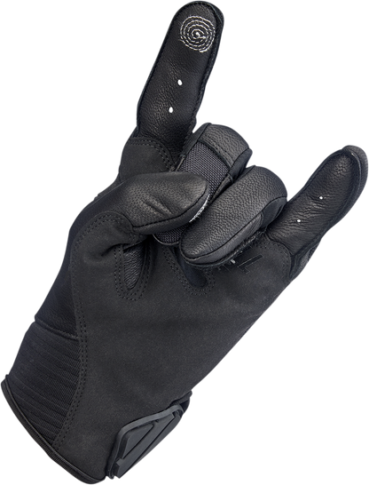 Black BILTWELL Bridgeport Gloves in 2XL size by Bill's Exhausts, showing durable leather construction and secure wrist closure.