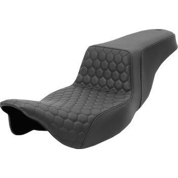 Bill's Exhausts SADDLEMEN Step-Up Seat in honeycomb with extended reach for FL models 2008-2023, designed for enhanced comfort.