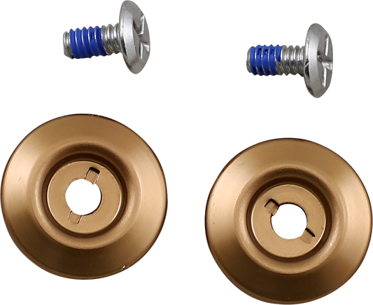 Bronze baseplate and SS screw from BILTWELL Gen 2 Hardware Kit for helmets parts by Bill's Exhausts.