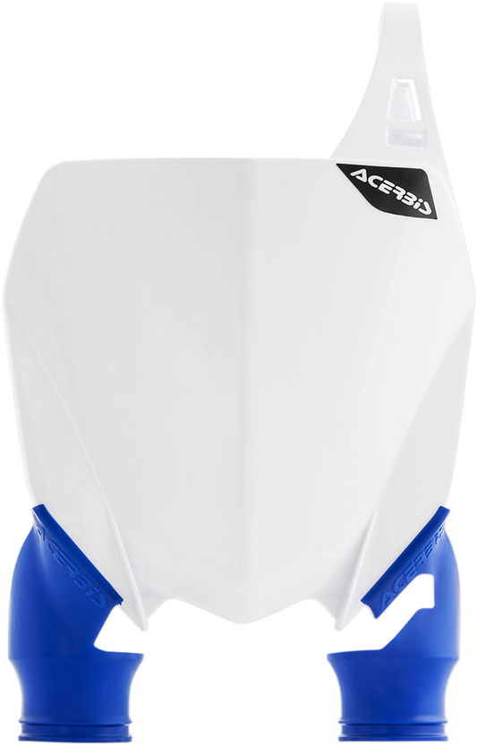 White Acerbis Raptor number plate for motorcycle body, featuring bold black number design for off-road or motocross bikes.
