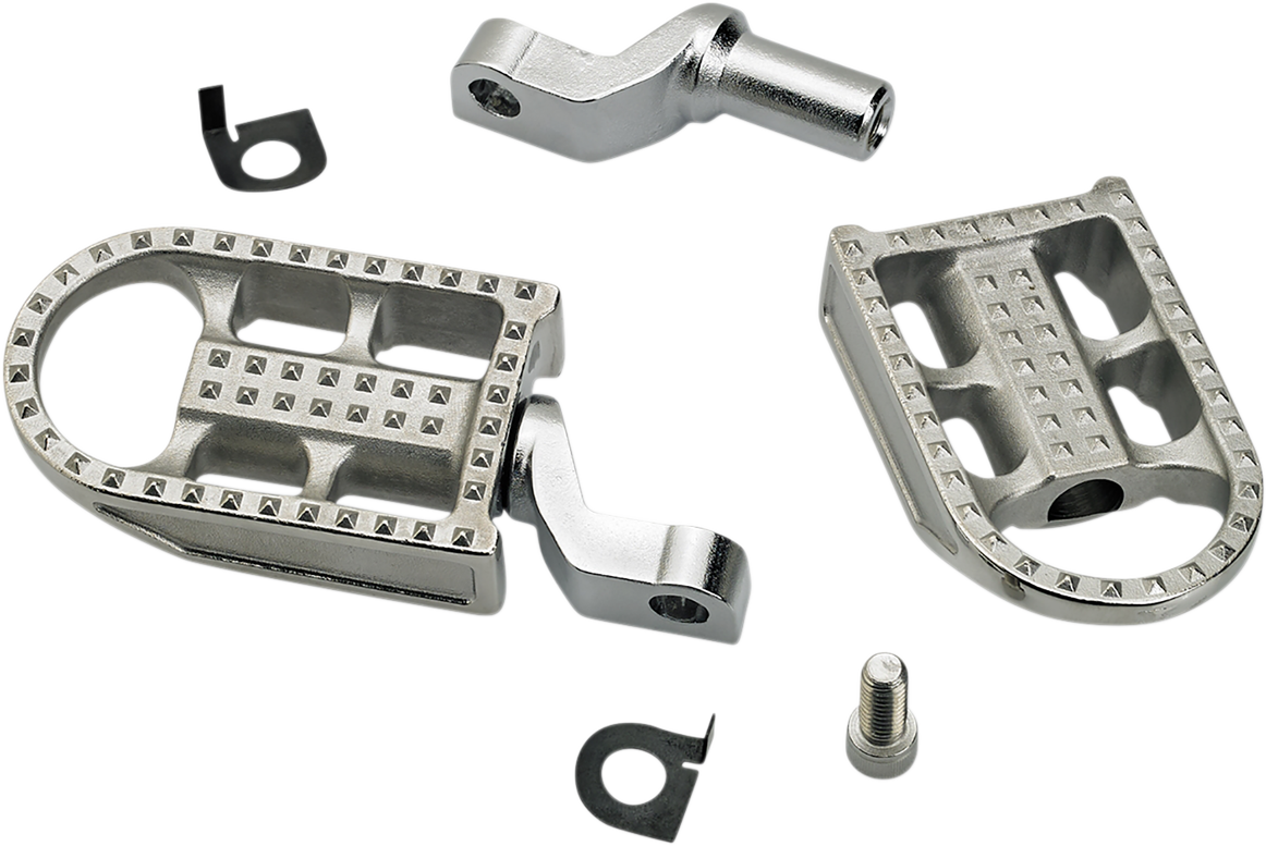 BILTWELL Mushman Footpegs by Bill's Exhausts, raw polished motorcycle footpegs with sturdy body and textured stepping surface