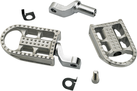 BILTWELL Mushman Footpegs by Bill's Exhausts, raw polished motorcycle footpegs with sturdy body and textured stepping surface