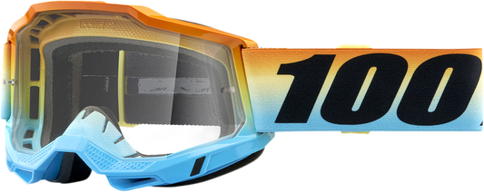 Bill's Exhausts 100% Accuri 2 Sunset goggles with clear lens, featuring a sleek design and adjustable strap for comfortable fit.