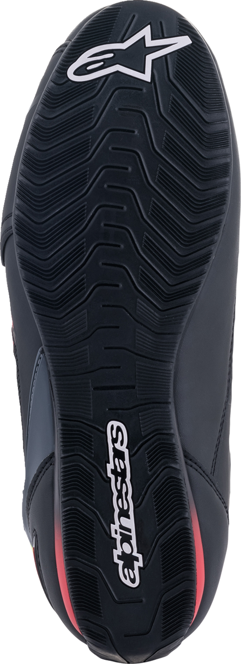 Alpinestars Faster-3 Rideknit shoes in black, red, and yellow, US 11.5, featuring a sleek sporty design and breathable textile material.