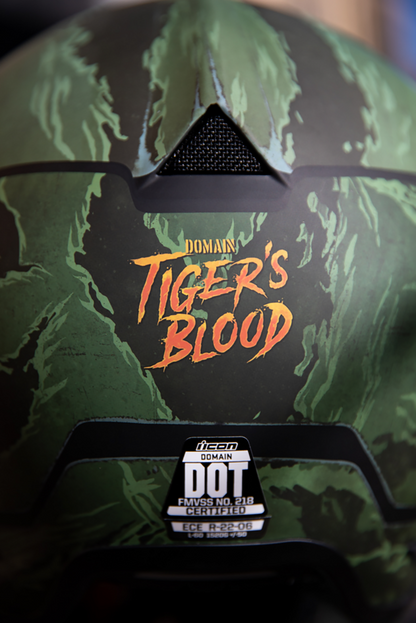 Bill's Exhausts ICON Domain™ Helmet in Tiger's Blood green, medium size, featuring a sleek design and bold color.